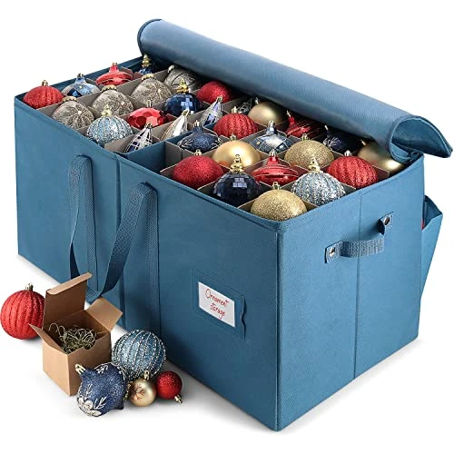 Hearth & Harbor Large Christmas Ornament Storage Box With Adjustable Dividers - Ornament Storage Container For 128 Holiday Ornaments Or Decorations 1 Hearth & Harbor Large Christmas Ornament Storage Box With Adjustable Dividers - Ornament Storage Container For 128 Holiday Ornaments Or Decorations
