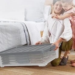 Qqbine 40 Quart Large Plastic Underbed Storage Boxes, Under Bed Storage Containers Plastic, 3 Packs 9 Qqbine 40 Quart Large Plastic Underbed Storage Boxes, Under Bed Storage Containers Plastic, 3 Packs -Songmics Furniture Shop 51Qt8nrZq2L