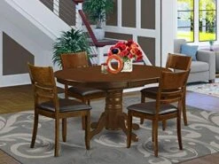 EAST WEST FURNITURE 7 Pc Kenley Dining Table With A 18 Inch Leaf And 6 Hard Wood Kitchen Chairs In Espresso . -Songmics Furniture Shop 51QwhrXF3nL. AC
