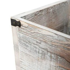 Liry Products Rustic Whitewashed Torched Wood Square Waste Basket Recycle Bin Trash Can Decorative Metal Brackets Whitewashed Wooden Garbage Container Ash Holder Bedroom Living Room Home Office -Songmics Furniture Shop 51QwtAIXDOL