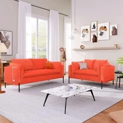 2-Piece Linen Fabric Sofa Set With USB Charging Ports, Morden Style Upholstered Sofa And Loveseat Sets With 3 Seat Sofa Couch And Loveseat Sofa For Living Room, Apartment (2+3 Seat, Grey) -Songmics Furniture Shop 51Qx6Ld4vDL. AC