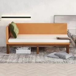 Merax, Beige Upholstered Daybed/Sofa Frame/Wood Floor Linen Cover Mattress/Futon Sleeper Beds, Twin Size -Songmics Furniture Shop 51QzIYhh3sL. AC