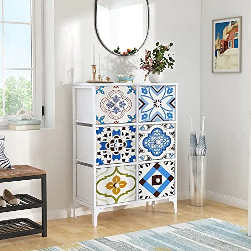 LYNCOHOME 6 Drawers Dresser, Dresser For Bedroom, Closet, Clothes, Storage Tower Organizer, Chest Of Drawers, White Dresser For Bedroom, Fabric Drawers(Sea White) 4 LYNCOHOME 6 Drawers Dresser, Dresser For Bedroom, Closet, Clothes, Storage Tower Organizer, Chest Of Drawers, White Dresser For Bedroom, Fabric Drawers(Sea White) - Image 4