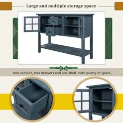 LUMISOL Rustic Buffet Sideboard Table Console Table, Kitchen Cabinet With Two Drawers, Two Cabinets And 1 Shelf For Living Room (Blue) -Songmics Furniture Shop 51RBcMCG90L