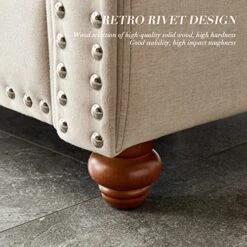 Harper & Bright Designs Classic Living Room Sofa Single Seat Chair With Armrest And Wood Legs, Beige Fabric With Silver Nails Decoration -Songmics Furniture Shop 51RCJ9ZRHgL