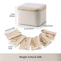 Vlando Small Jewelry Box Organizer,Travel Jewelry Storage With 6 Velvet Jewelry Zipper Pockets,Premium Petal Hardware Jewelry Case For Women Girls Gift (white) 16 Vlando Small Jewelry Box Organizer,Travel Jewelry Storage With 6 Velvet Jewelry Zipper Pockets,Premium Petal Hardware Jewelry Case For Women Girls Gift (white) -Songmics Furniture Shop 51RHyUTEI7L