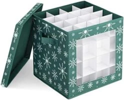 Navaris Christmas Bauble Storage Box - X-Mas Tree Decorations Storage Container With Festive Design - For 64 Baubles And Ornaments - Green -Songmics Furniture Shop 51RHys7gugL. AC