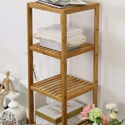 Kinbor 4-Tier Bamboo Shelf Narrow Bathroom Shelf Organizer - Flower Plant Stand, Corner Bamboo Shelf For Living Room Bathroom Kitchen 8 Kinbor 4-Tier Bamboo Shelf Narrow Bathroom Shelf Organizer - Flower Plant Stand, Corner Bamboo Shelf For Living Room Bathroom Kitchen -Songmics Furniture Shop 51RIUhT1DFL