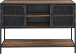 Walker Edison Malcomb Urban Industrial 4 Door Metal Mesh TV Console For TVs Up To 65 Inches, 60 Inch, Dark Walnut -Songmics Furniture Shop 51RL5QSwzGL. AC