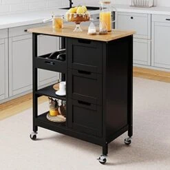 YITAHOME Kitchen Island Cart With Storage, Kitchen Cart For Home, Rolling Serving Utility Trolley Cart On Wheel With 3 Drawers And 3 Storage Shelves, Kitchen Serving Cart For Dining Room, Bar, White 12 YITAHOME Kitchen Island Cart With Storage, Kitchen Cart For Home, Rolling Serving Utility Trolley Cart On Wheel With 3 Drawers And 3 Storage Shelves, Kitchen Serving Cart For Dining Room, Bar, White -Songmics Furniture Shop 51RM wFDVZL. AC