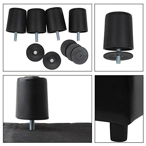 H&B Luxuries Tufted Leather Square Flip Top Storage Ottoman Cube Foot Rest (Black) 2 H&B Luxuries Tufted Leather Square Flip Top Storage Ottoman Cube Foot Rest (Black) - Image 2