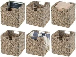 MDesign Natural Woven Hyacinth Cube Organizer Basket With Handles, Storage For Bathroom, Laundry Room Shelf Or Nursery - Perfect For Cubby Storage Units - Hold Blankets And Books - 6 Pack, Natural/Tan 16 MDesign Natural Woven Hyacinth Cube Organizer Basket With Handles, Storage For Bathroom, Laundry Room Shelf Or Nursery - Perfect For Cubby Storage Units - Hold Blankets And Books - 6 Pack, Natural/Tan -Songmics Furniture Shop 51RPRKM9GBL. AC