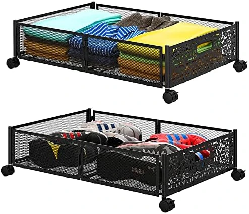 Under Bed Storage, Under Bed Storage Containers With Wheels, Under The Bed Storage Containers, Tool-free Assembly Foldable Under Bed Shoe Storage Organizer Bins Drawer For Bedroom Clothes Blankets Shoes (Black, 2Pack) 6 Under Bed Storage, Under Bed Storage Containers With Wheels, Under The Bed Storage Containers, Tool-free Assembly Foldable Under Bed Shoe Storage Organizer Bins Drawer For Bedroom Clothes Blankets Shoes (Black, 2Pack) - Image 6