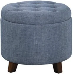 Lexicon Avon Round Tufted Fabric Storage Accent Ottoman, 20" W, Blue -Songmics Furniture Shop 51RaQyTmhQL. AC