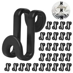 GENERIC 100Pcs Clothes Hanger Connector Hooks,Thicken Hanger Hooks Space Saver,Heavy Duty Space Saving For Closet And Clothes Closet Organizer(Black)