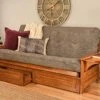 Kodiak Furniture Phoenix Futon Set With Antique White Finish And Storage Drawers, Included, Pewter Handwoven Mattress