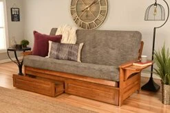 Kodiak Furniture Phoenix Futon Set With Antique White Finish And Storage Drawers, Included, Pewter Handwoven Mattress