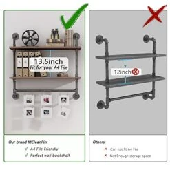 MCleanPin Industrial Pipe Shelves Wall Mount Bathroom Shelf With Towel Bar Floating Shelf 2-Tiers 24 In, DIY Open Bookshelves,Metal Towel Rack Bookcase, Real Wood Storage Shelving -Songmics Furniture Shop 51Rf2RQNFSL