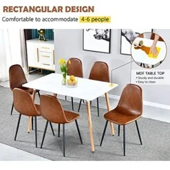 White Dining Table Modern Kitchen Table Rectangle Dining Room Table 44" X 28" For Small Sapce 4-6 Person -Songmics Furniture Shop 51Rh3hXIrxL