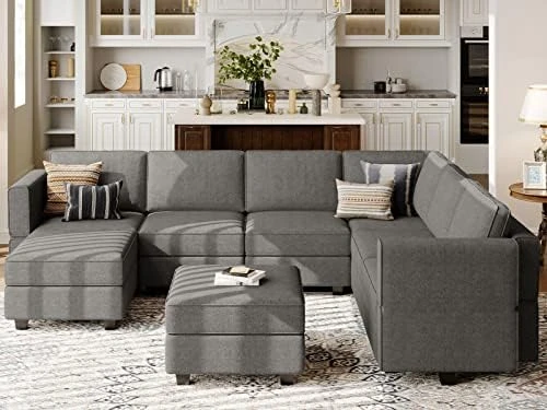 Belffin Large Modular Sectional Sofa U Shaped Couch Set With Storage Convertible Large Couch U Shape Set Reversible Chaise Dark Grey 15 Belffin Large Modular Sectional Sofa U Shaped Couch Set With Storage Convertible Large Couch U Shape Set Reversible Chaise Dark Grey - Image 15