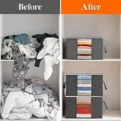 CCidea 3Pack Clothes Organizers Storage Bag,with Reinforced Handle，Very Suitable Storage Room For Clothes, Bedding, Perfect Organization System (Medium,Grey) -Songmics Furniture Shop 51RmvisHplL