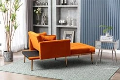 PHOYAL Velvet Chaise Lounges, Modern Tufted 2 In 1 Chaise Lounge Chair Indoor, Upholstered Sofa Recliner Lounge Chair With 3 Adjustable Angles,Convertible Sleeper Chair For Living Room Bedroom(Orange) -Songmics Furniture Shop 51RteAwXcyL