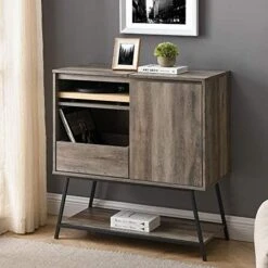 Walker Edison Modern Rectangle Sideboard With Record Player Storage-Entryway Serving Storage Cabinet Doors-Dining Room Console, 30 Inch, Black And Dark Walnut -Songmics Furniture Shop 51RxFPguhL. AC