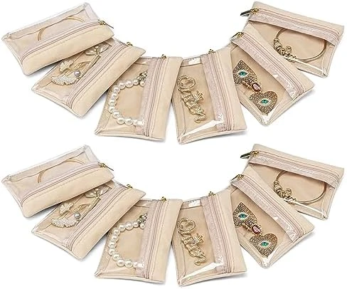 Vlando Small Jewelry Box Organizer,Travel Jewelry Storage With 6 Velvet Jewelry Zipper Pockets,Premium Petal Hardware Jewelry Case For Women Girls Gift (white) 6 Vlando Small Jewelry Box Organizer,Travel Jewelry Storage With 6 Velvet Jewelry Zipper Pockets,Premium Petal Hardware Jewelry Case For Women Girls Gift (white) - Image 6