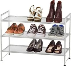 Simple Houseware 3-Tier Stackable Shoe Rack Storage Shelf, Black -Songmics Furniture Shop 51RyPIrQfML. AC
