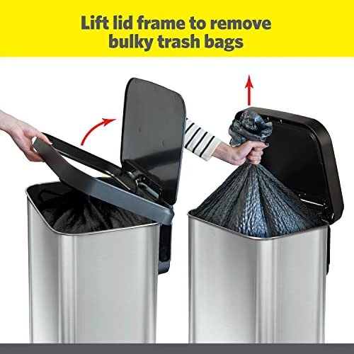 Glad Stainless Steel Step Trash Can With Clorox Odor Protection | Large Metal Kitchen Garbage Bin With Soft Close Lid, Foot Pedal And Waste Bag Roll Holder, 20 Gallon, Stainless 3 Glad Stainless Steel Step Trash Can With Clorox Odor Protection | Large Metal Kitchen Garbage Bin With Soft Close Lid, Foot Pedal And Waste Bag Roll Holder, 20 Gallon, Stainless - Image 3