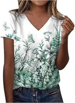 Summer Tops For Women 2023 Floral Printed Round Neck Shirts Casual Short Sleeve T-Shirts Slim Fit Loose Workout Blouses -Songmics Furniture Shop 51Rz OUP8WL. AC
