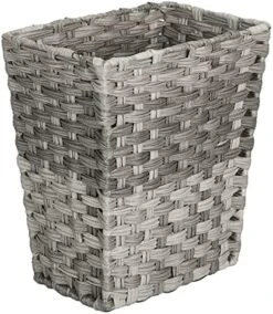 MDesign Small Woven Trash Can - Slim Rectangular Waste Basket - Decorative Garbage Waste Bin For Bedroom, Bathroom, Kitchen, Home Office, Craft, Laundry, Utility Rooms, And Garage - Taupe -Songmics Furniture Shop 51S grYX0L. AC
