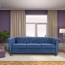 NOSGA Modern Contemporary Sofa Couch With Deep Button Tufting Dutch Velvet, Solid Wood Frame And Wood Legs (Gray) 19 NOSGA Modern Contemporary Sofa Couch With Deep Button Tufting Dutch Velvet, Solid Wood Frame And Wood Legs (Gray) -Songmics Furniture Shop 51S2GhTE7nL. AC