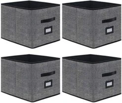 Onlyeasy Large Foldable Cloth Storage Cubes 4 Pack With Label Holders - Fabric Storage Bins Baskets Organizers For Home Office Nursery Cubby With Leather Handles, 13Wx15Dx13H Inch, Black, MXABXL04PLP 13 Onlyeasy Large Foldable Cloth Storage Cubes 4 Pack With Label Holders - Fabric Storage Bins Baskets Organizers For Home Office Nursery Cubby With Leather Handles, 13Wx15Dx13H Inch, Black, MXABXL04PLP -Songmics Furniture Shop 51S8fdJileL. AC