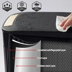 CEROELDA Small Bathroom Trash Can With Plastic Lid, 6L/1.6 Gal Stainless Steel Slim Garbage Can-Metal Wastebasket-Rectangle Pedal Step Trash Bin -for Narrow Kitchen Bedroom Office Toilet-Black 11 CEROELDA Small Bathroom Trash Can With Plastic Lid, 6L/1.6 Gal Stainless Steel Slim Garbage Can-Metal Wastebasket-Rectangle Pedal Step Trash Bin -for Narrow Kitchen Bedroom Office Toilet-Black -Songmics Furniture Shop 51SBGlWzpeL