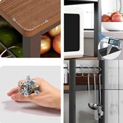 Bread Rack, 48 -inch Microwave Stove, 4 -Story Bar, High Kitchen Rack With Storage Shelf, And Kitchen Cabinet, Brown (Size : 100cm) -Songmics Furniture Shop 51SJ0IZHgoL