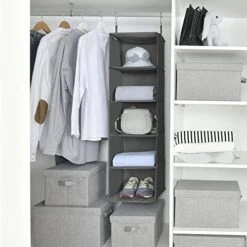 GRANNY SAYS 5-Shelf Hanging Closet Organizers And Storage, Hanging Shelves For Closet Storage, Collapsible Hanging Shelf Organizer For Clothes Organization, Dark Gray, 12 ¼" D X 12 ¼" W X 45 ½" H -Songmics Furniture Shop 51SNd6WeynL