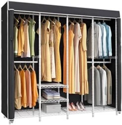 VIPEK V40C Covered Garment Rack Heavy Duty Clothes Rack With Cover, Custom Freestanding Closet Portable Wardrobe Closet For Bedroom, Black Metal Clothing Rack With Balck Oxford Fabric Cover -Songmics Furniture Shop 51SOC6sJ2RL. AC