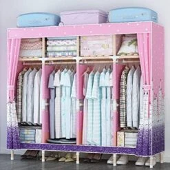 AYDET Huge 82'' Portable Wooden Closet Storage Organizer Wardrobe Clothes Rack With Shelves, 4 Hanging Rods, Free 1 Storage Box (Deep Blue), X-Large, HGD-2.1D 12 AYDET Huge 82'' Portable Wooden Closet Storage Organizer Wardrobe Clothes Rack With Shelves, 4 Hanging Rods, Free 1 Storage Box (Deep Blue), X-Large, HGD-2.1D -Songmics Furniture Shop 51SUF1fVebL. AC