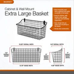 Spectrum Diversified Vintage Wall Mount Storage Basket, X-Large (Pack Of 1), Industrial Gray -Songmics Furniture Shop 51SXD4OBMWL