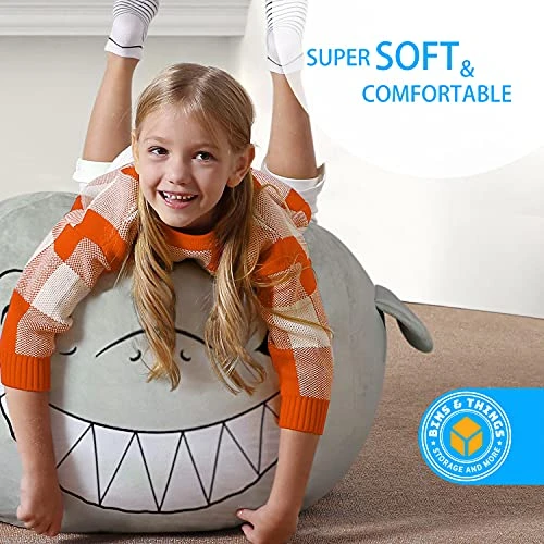 Shark Bean Bag Chair Cover For Kids Ultra-Soft And Fluffy Fur-Like Cover For Kids Bean Bag Chair, Stuffed Animal Storage - Shark Room Decor For Boys, Bean Bags For Kids 2 Shark Bean Bag Chair Cover For Kids Ultra-Soft And Fluffy Fur-Like Cover For Kids Bean Bag Chair, Stuffed Animal Storage - Shark Room Decor For Boys, Bean Bags For Kids - Image 2