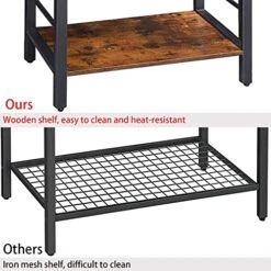 VIMBER Baker's Rack, Microwave Stand, Coffee Bar, 4-Tier Kitchen Storage Rack With 8 Hooks And Metal Frame, And Shelves, For Spices, Pots, And Pans, Rustic Brown And Black UCSJ002V1 -Songmics Furniture Shop 51SgzbN4vqL