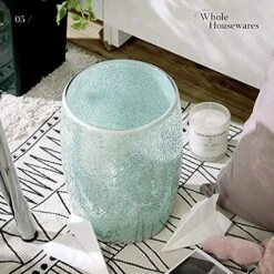 WHOLE HOUSEWARES Mosaic Wastebasket - Glass Decoration Bathroom Trash Can - Shiny Finish Bathroom Accessory - 7.5" X 10" - Turquoise -Songmics Furniture Shop 51SkXe507nL