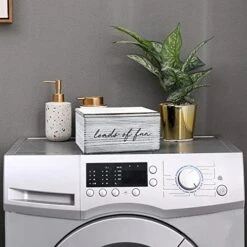 GENERIC Queen And Oak Dryer Sheet Holder - Rustic Farmhouse Wooden Box With Hinged Lid Dispenser For All Fabric Softener Sheets High Capacity Laundry Room Decor Grayish White 8*4.8*4 Inch 8 GENERIC Queen And Oak Dryer Sheet Holder - Rustic Farmhouse Wooden Box With Hinged Lid Dispenser For All Fabric Softener Sheets High Capacity Laundry Room Decor Grayish White 8*4.8*4 Inch -Songmics Furniture Shop 51SohlWSKwL