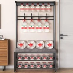 Coat Rack Freestanding With Storage Bench, Entryway 3 In 1 Hall Tree With Shoe Rack, Metal Storage Shelf With 4 Hooks For Entryway Home Office Bedroom, Easy Assembly 18 Coat Rack Freestanding With Storage Bench, Entryway 3 In 1 Hall Tree With Shoe Rack, Metal Storage Shelf With 4 Hooks For Entryway Home Office Bedroom, Easy Assembly -Songmics Furniture Shop 51SpfhlekZL