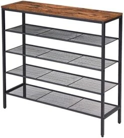 YMYNY Shoe Bench, 3-Tier Shoe Rack With Mesh Shelves, 28.7'' Long Shoe Storage Shelf With Seat For Entryway, Hallway, Mudroom, Bedroom, Closet, Bedroom Rustic Brown, UHTMJ004H -Songmics Furniture Shop 51SpvVaZ8qL. AC