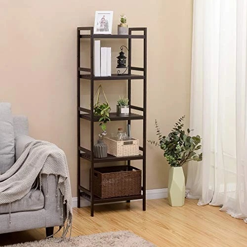 SONGMICS Adjustable Storage Shelf Rack, 5-Tier Multifunctional Shelving Unit Stand Tower, Bookcase For Bathroom Living Room Kitchen 17.7 X 12.4 X 55.9 Inches, Holds Up To 132 Lb, Brown UBCB75BR 3 SONGMICS Adjustable Storage Shelf Rack, 5-Tier Multifunctional Shelving Unit Stand Tower, Bookcase For Bathroom Living Room Kitchen 17.7 X 12.4 X 55.9 Inches, Holds Up To 132 Lb, Brown UBCB75BR - Image 3