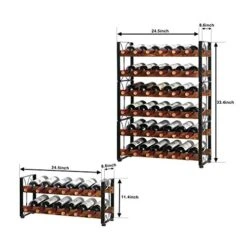 X-cosrack Stackable Rustic 36 Bottle Wine Rack, Freestanding Floor Wine Holder Stand Can Used Separate Or Stacked 6 Tier Wobble-Free Wine Display Storage Shelf For Kitchen 24.5''L X 8.6''W X 33.4''H -Songmics Furniture Shop 51TDozJDfgL