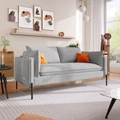2-Piece Linen Fabric Sofa Set With USB Charging Ports, Morden Style Upholstered Sofa And Loveseat Sets With 3 Seat Sofa Couch And Loveseat Sofa For Living Room, Apartment (2+3 Seat, Grey) -Songmics Furniture Shop 51TDsZFxiWL
