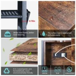 Novson End Table With Charging Station Side Table With USB Ports And Outlets Narrow Nightstand For Small Spaces, Bedside Table With Storage Shelf For Living Room, Bedroom,Rustic Brown 9 Novson End Table With Charging Station Side Table With USB Ports And Outlets Narrow Nightstand For Small Spaces, Bedside Table With Storage Shelf For Living Room, Bedroom,Rustic Brown -Songmics Furniture Shop 51TEqO6LJvL